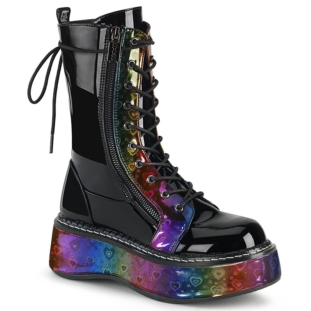 Bottes Hauteur Genoux Demonia Emily 350 Hologramme Femme - Noir/Multicolore 23461-ESLM